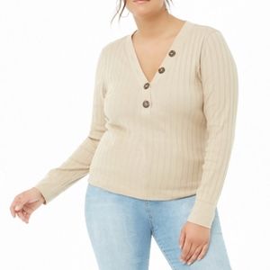 Plus Size Ribbed V-Neck Top